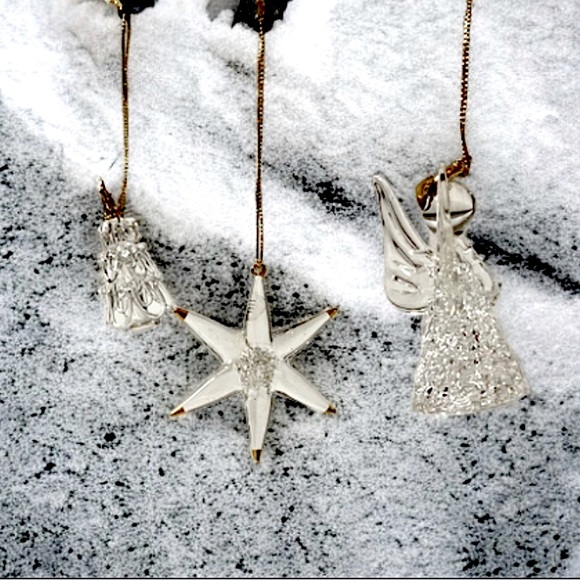 Set of 3 Crystal Glass Christmas Ornaments, Vantage, in box - Picture 5 of 15